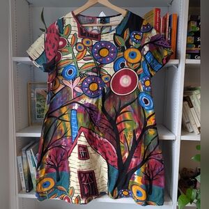 Emery Rose Women's Dress Colorful Abstract Tunic Dress Size XL Artsy Art Teacher